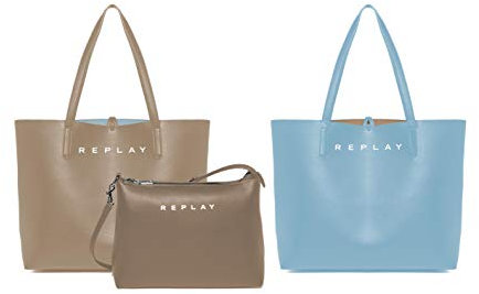 REPLAY Damen FW3113 Henkeltasche, 1446 Sand-Cobalt Grey
