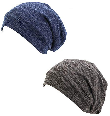 GENERY Various HK Slouch Mütze Haube Mützen Long Beanie Unisex Herren Damen Cap Slouch Beanie Kopfbedeckung Klassische Jersey Mütze Reversible Für Sport Haarausfall Schlaf (Marine + Dunkelgrau)
