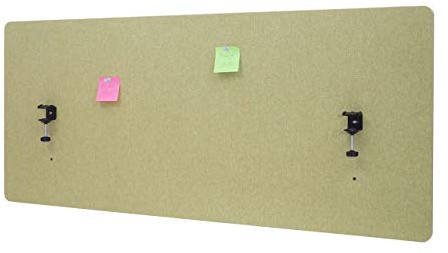 Mendler Akustik-Tischtrennwand HWC-G75 Stoff/Textil - 60x140cm grün | Büro-Sichtschutz, Schreibtisch, Pinnwand, doppelwandig