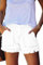 HVEPUO Short d'été, large, pour femmes, en coton et lin, avec ceinture élastique, A-blanc., XL