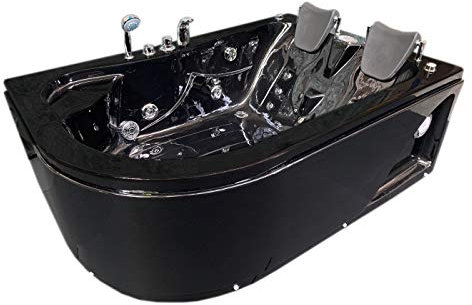 Whirlpool Bath TUB SPA Corner Bathtub Black Varadero 2 Persons HOT TUB 150x150cm