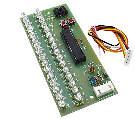 Reland Sun MCU Einstellbares Display Muster LED VU Meter Füllstandsanzeige 16 LED Dual Channel (Pink)