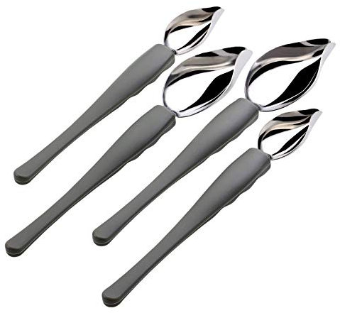 Angoily 4PCS Precision Culinary Drawing Decorating Spoons Set, Stainless Steel DIY Chocolate Spoon Filter Spoons, Plating Decorating Pencil Spoon for Decorative Plates, Cake, Dessert (2 Sizes)