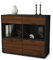 Stil.Zeit Kommode Sideboard, Albert, Korpus anthrazit matt, Front Holz-Design Walnuss, (92x79x35cm), Push to Open Technik & Leichtlaufschienen