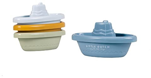 Little Dutch 2007436 Badespielzeug Badeboote 4er Set blau