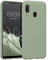 kwmobile Hülle kompatibel mit Samsung Galaxy A20e Hülle - weiches TPU Silikon Case - Cover geeignet für kabelloses Laden - Graugrün