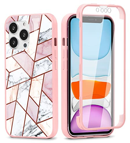 Yoedge 360 Grad Hülle für iPhone 7 Plus/8 Plus 5,5, Handyhülle mit Eingebautem Displayschutz TPU Stoßfest Durchsichtige Front Und Rückenschutz Schutzhülle Silikon PC Bumper Fullbody Cover, Marmor 2