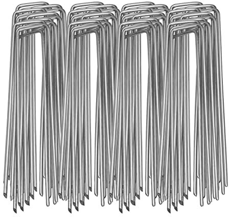 Randaco Ancoraggio a terra in zincato, 100 picchetti stabili per erbacce, giardino, recinzione, giardino (150 x 25 mm, diametro 2,8 mm)
