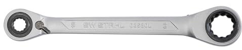 SW-Stahl 03580L Ringratschenschlüssel 4 in 1 SW 10, 13, 17, 19 mm mit Umschaltfunktion und schlankem Ratschenkopf I Ringratsche I 72 Zähnen I gerade Form I Ratschenschlüssel I Ratschenringschlüssel