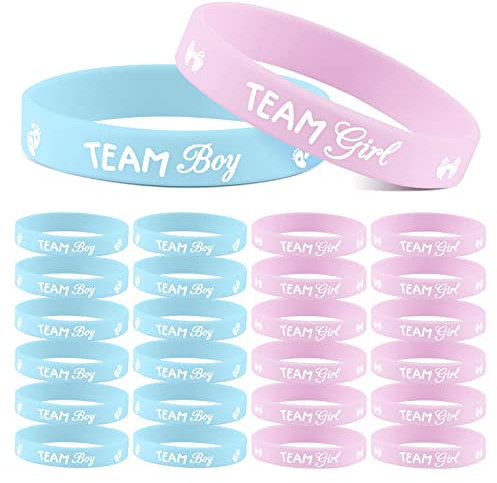 BETESSIN 24 pz Braccialetti Genere Rivelare Baby Shower Gadget Genere Rivelare Gender Reveal Party Braccialetti Team Boy Team Girl Decorazione per Festa Battesimo