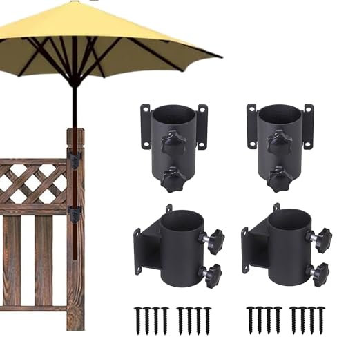 VANROUG Robuster Schirmhalter für Terrassenschirm, Schirmklemmhalterung für Terrassenschirmgeländer, Befestigung an Deck, Zäunen, Balkon oder Innenhof usw. (4)