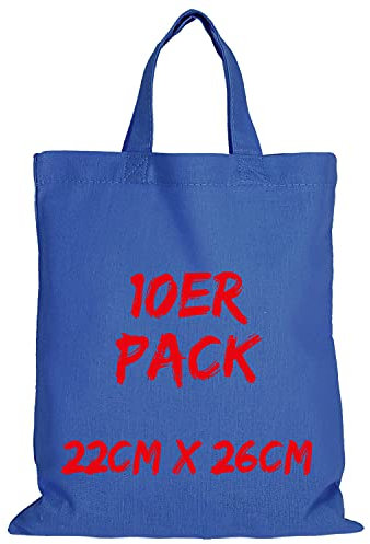 TEXXILLA Apothekertasche - 10er Pack | Royalblau | mit Zwei kurzen Henkeln | 22x26cm | Jutebeutel | Einkaufstasche | unbedruckt