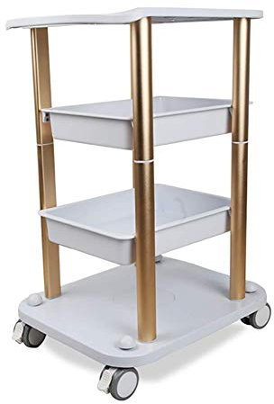 MERTNK Beweglicher Sackkarren-Küchen-Aufbewahrungswagen 4-Stöckiger Schönheitssalon-Wagen Mit Abs-Schublade, 100 Kg Kapazität, Spa-Center/Golden/48X38X70Cm