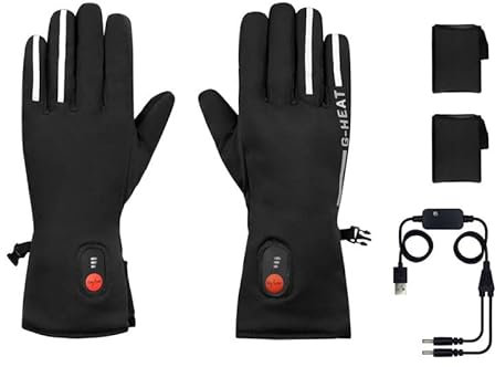 G-Heat - Beheizbare Fahrradhandschuhe - Gemischt - Reflektierend - Taktil - Winddicht - Wasserabweisend. Einsatzbereiche: Roller, Mountainbike, Rennrad... Lieferung mit Akkus und Ladekabel