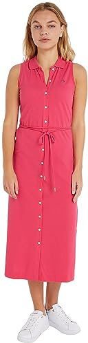 Tommy Hilfiger Abito a Polo Donna Slim Fit, Rosa (Bright Cerise Pink), M