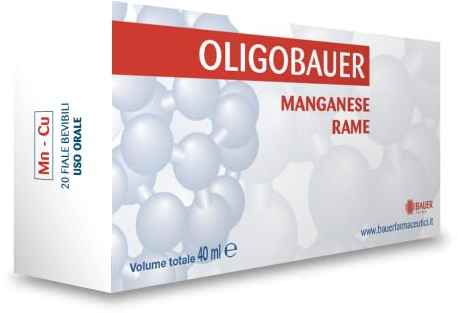Bauer – Oligobauer manganeso cobre – 20 ampollas de 2 ml de manganeso y cobre para las afecciones O.R.L