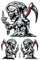 1 Bogen - Totenkopf Sensemann Schädel Sticker Motorsport Motocross Auto Roller Tuning Aufkleber Folie 1 Blatt 270 mm x 180 mm wetterfest oder auch für Modellbau