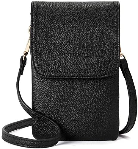 BOSTANTEN Klein Handytasche zum Umhängen, PU Leder Handy Umhängetasche Damen, Handytasche mit Geldbörse zum Umhängen, handtasche damen umhängetasche für Designer Schwarz