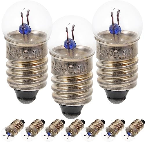 Gatuida Small LED Light Bulbs: 10pcs Mini Light Bulbs 2.5V 0.3A Screw Tiny Light Bulbs e10 Bulb Electrical Experiment Indicator Lights Bulb Old-Fashioned Flashlight Lamp Night Light Bulbs