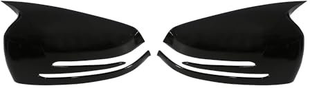OMAC Spiegelkappen kompatibel mit Mercedes A B C Klasse W204 W212 X156 W221 CLA Glanz Schwarz