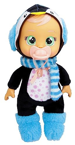 Cry Babies Tiny Cuddles Christmas Izzy – 22,9 cm große Babypuppen, weint echte Tränen, blauer Pinguin-Schlafanzug