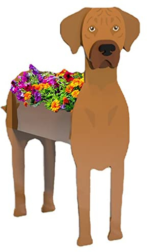 TTiiLoe Cute Dog Planter, Rhodesian Ridgeback Pflanzentöpfe, PVC Kräutergarten Blumentöpfe, Hund Cartoon geformt Pflanzgefäß Halter, Geschenke für Tierliebhaber, 43x25cm/16.92x9.84in