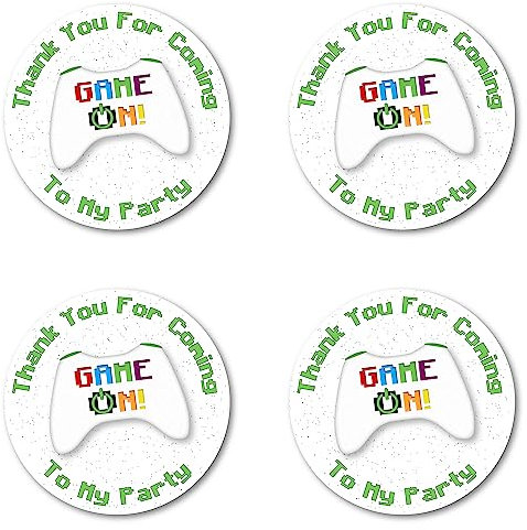 Epic Modz 36x Birthday Party Stickers Thanks for Coming Boys Girls Kids Child's School Friends Gift Present Treat Parties Thanks Thank You for Coming to My Fun Party Sweet Bag Labels (Gaming V2)