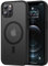 TENDLIN Magnetic Case Compatible with iPhone 12/iPhone 12 Pro - Translucent Matte Hard Back with Soft Silicone Bumper (Black) [MagSafe]