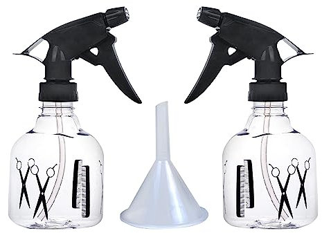 TAFACE - Lote de 2 botellas de spray de plástico de 250 ml con punta de pulverización ajustable, antifugas, larga vida útil, pulverizador recargable con embudo