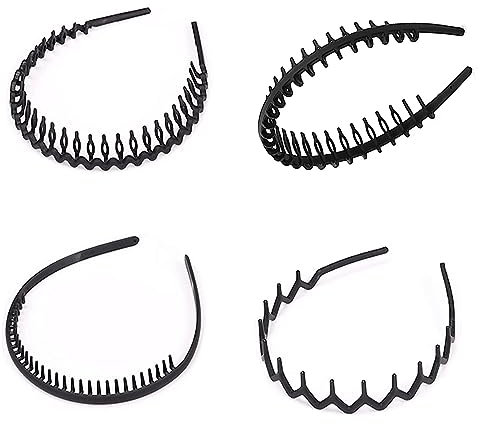 Haarreifen Damen, Elastisches Haarreifen Männer, 4 Packungen Zickzack Haarreif, Haarreifen Männer für Männer und Damen, Rutschfest Haarreif Damen, Elastizität Haarreifen, Täglicher Gebrauch