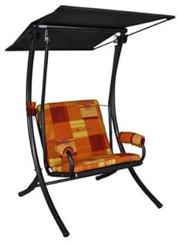 Angerer Freizeitmöbel GmbH Hollywoodschaukel 1-Sitzer Royal - Gartenschaukel Made in Germany - Schaukel zum Sitzen und Entspannen - einfache Montage (Orange-Gelb Gemustert)