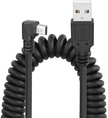 YACSEJAO Gewundenes Mini-USB-Kabel, USB 2.0 auf 90 Grad Mini B Kabel Daten Sync & Ladekabel für Drucker, Kameras, Maus, Handy (Gerade nach rechts)