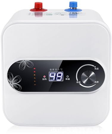 Billg Calentador de Agua Electrico 1500W 8 litros Calentador de Agua Electrico Instantaneo Pantalla Digital Ajustable 30-65°C Termo Electrico Calentador Agua Instantaneo 27.9 * 21 * 28cm