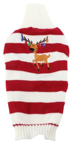 FONDOTIN Hundepullover Weihnachtspullover Elch Strickpullover Rot Xs Haustierpullover Festliche Hundebekleidung Für Kleine Hunde Welpen