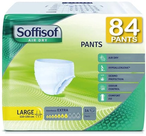 Soffisof Pants Extra Gr. L - 84x Windeln für Erwachsene - 6 Packungen mit 14 Inkontinenz Slip Damen und Männer - Inkontinenzhose Unisex für Frauen und Herren