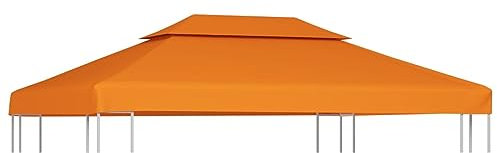 Mengtu Pavillon Ersatzdach Pavillondach Dachplane UV-Schutz und Wasserdicht Ersatzbezug Dach mit Kaminabzug Pavillonabdeckung Ersatzdach Dachplane für Pavillon 310 g/m² Orange 3x4 m