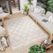 TAPISO Timber Teppich Outdoor Creme Beige Terasse Balkon Sisaloptik mit Fransen Marokkanisch Flachgewebe Wasserfest Indoor ÖKO-TEX 120 x 170 cm