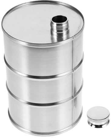 Petaca gigante de 750 ml, diseño de barril de aceite, 750 ml, color plateado