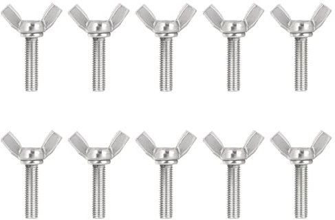M6 x 16mm Wing Nuts Bolts, 304 Stainless Steel Butterfly Wing Bolts, Heavy Duty Hand Twist Tighten Fasteners Parts Screws for DIY Tools, Pack of 10