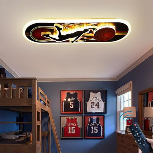 WJLL LED Deckenlampen 44W Dimmbare Fernbedienung Deckenleuchten für Kinder Wandleuchte Basketball Deckenleuchte Acryl Kronleuchter Jungen Mädchen zimmer lampe Schlafzimmer Beleuchtung Decke Lichts