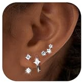 MACACHII Lot de 3 Boucles D'Or Femme – Argent 925 Plaqué Or 14 Carats, Créoles Mini et Clou, Hypoallergénique avec Zirconium, Idéal Piercing, Cadeau
