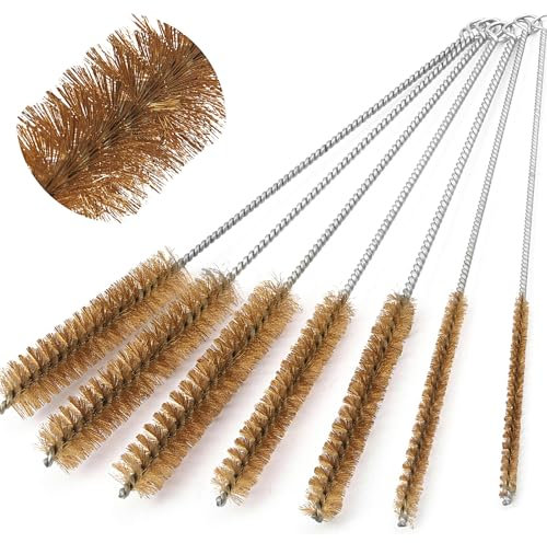 7 Stück Messingrohrreinigungsbürste, Messing Zylinderbürste, Sauber Bohrlochbürste,für Reagenzgläser Reinigen,Strohhalm Bürste kleine Zwischenräume,6mm/8mm/10mm/12mm/15mm/20mm/22mm