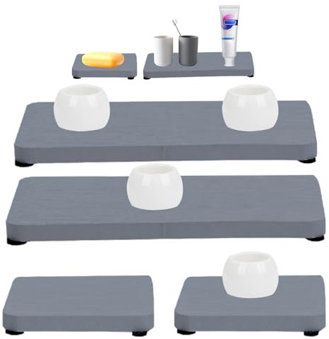 Gachiwar Diatomaceous Earth Stone Soap Dish, Diatomite Tray, Water Absorbent Stone Tray, Quick Drying Diatomite Stone Mat, Soap Trays Cup Coasters for Kitchen Bathroom