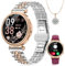 Sanorum Montre Connectée Femme avec Bluetooth 1.27'' HD Smartwatch avec Cadeaux Femme Sommeil/Fonction Féminine/Fréquence Cardiaque/SpO2 120+ Modes Sport Podomètre Calories IP68 iOS Android Or/Argento
