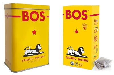 BOS Organic Rooibos Bundle: 40 Sachets Tin & 40 Teabag Carton Refill, Premium Quality Caffeine Free Rooibos Tea