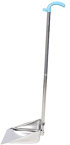 Beavorty Sturdy Stainless Steel Dust Pan Upright Square Dustpan Long Handle Home Cleaning Dustpan Easy to Use and Sturdy
