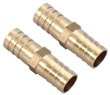 MACHSWON Brass Hose Connector φ16mm Metal Straight Pipe Air Fuel Hose Joiner Water Pipe Gas Tubing Hose Fitting 2pcs
