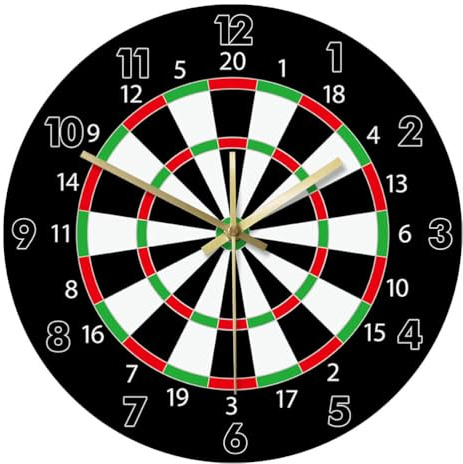 Cabilock Stumme Wanduhr Mit Dartmotiv Dekorative Wandhängeuhr Für Wohnzimmer Bar Darts Zimmer Büro Und Schlafzimmer Geräuschlose Wanddekoration Für Haus Und Hotel
