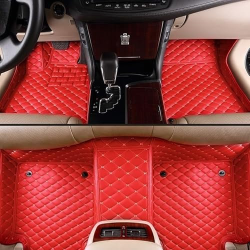SQRHDF Fußmatte Pkw Benutzerdefinierte Auto Luxus Leder Auto Boden Matte Für Mazda 5 2008-2011 2012 2013 Auto Matte Wasserdicht Zubehör Auto Leder Fussmatten(Full Red)