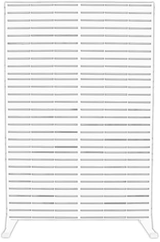 SIEDITI FUORI E DENTRO Pannello traforato decorativo in metallo, separe divisorio da esterno o interno, pannello frangivista giardino, separé paravento in acciaio versatile (Motivo Linee, Bianco)